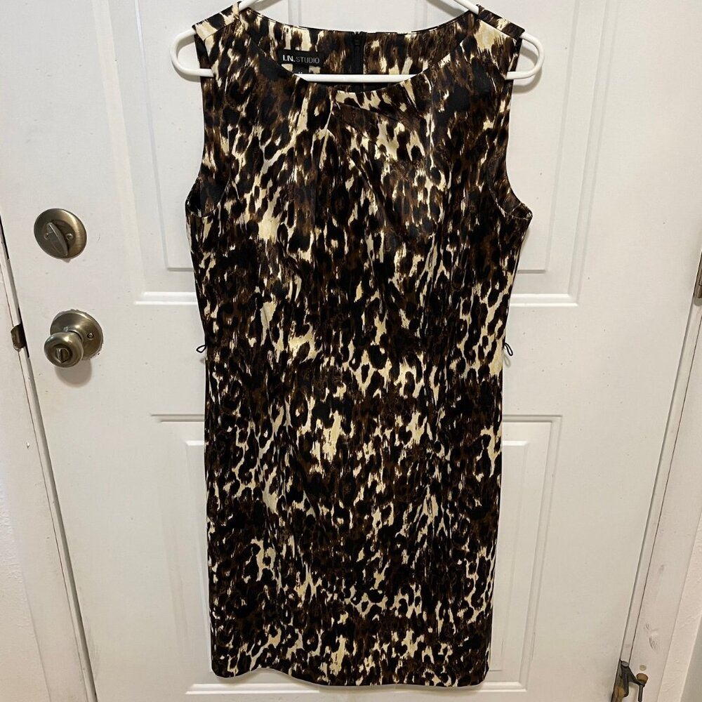I.N. STUDIO - Leopard Animal Print Sleeveless Dress - Womens 14